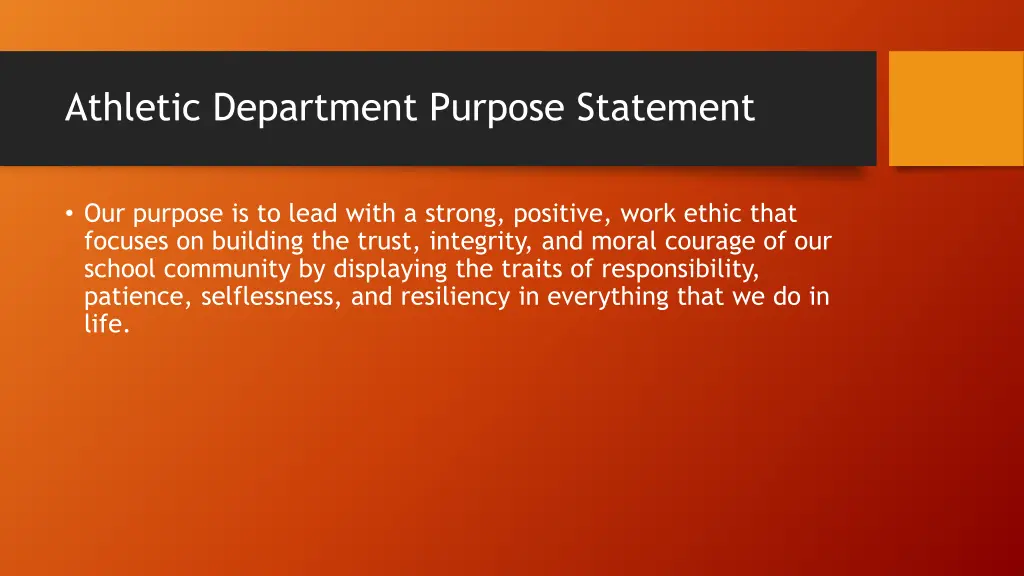 athletic department purpose statement