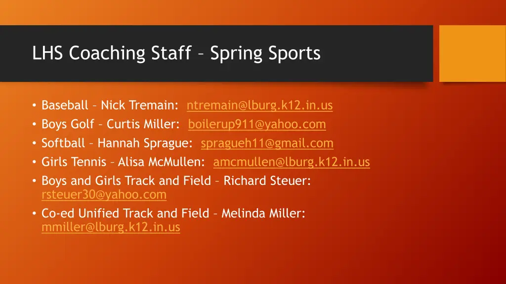 lhs coaching staff spring sports