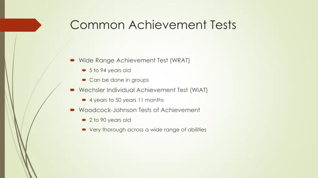 common achievement tests