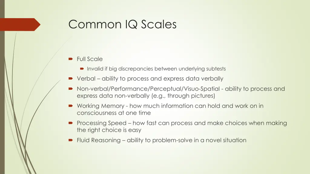 common iq scales