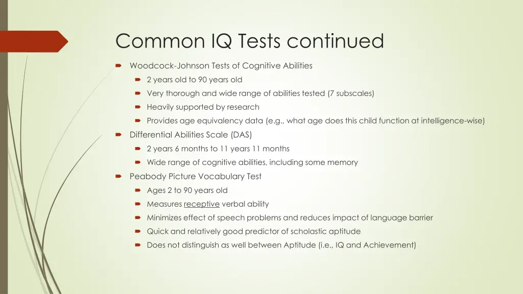 common iq tests continued