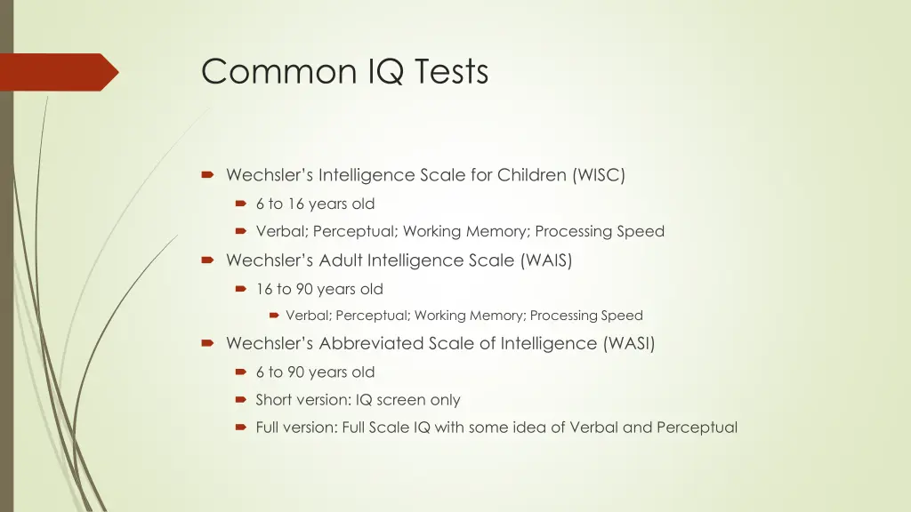 common iq tests