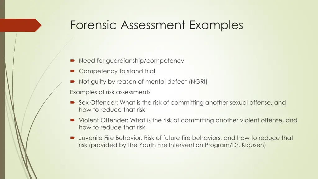 forensic assessment examples