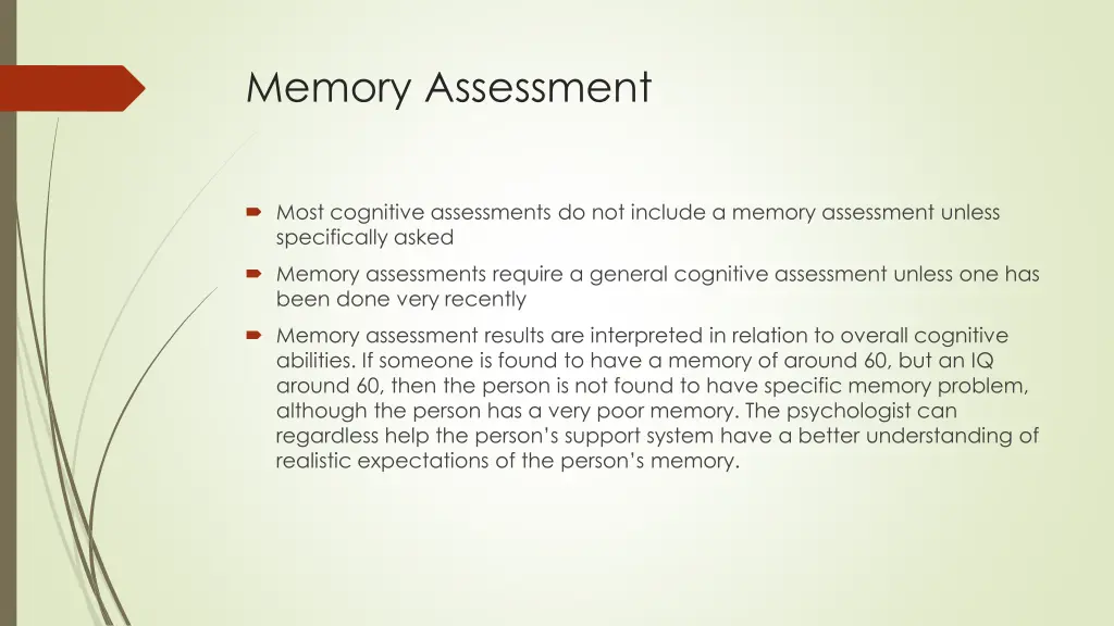 memory assessment