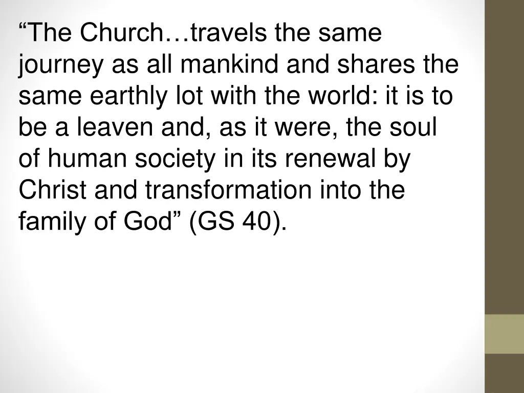 the church travels the same journey
