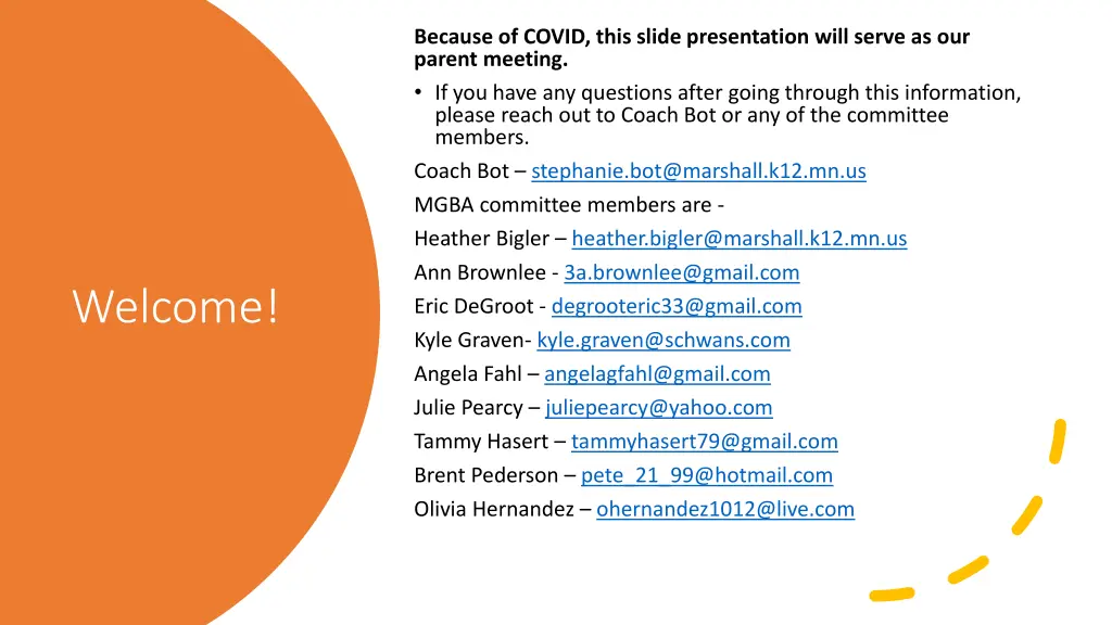 because of covid this slide presentation will