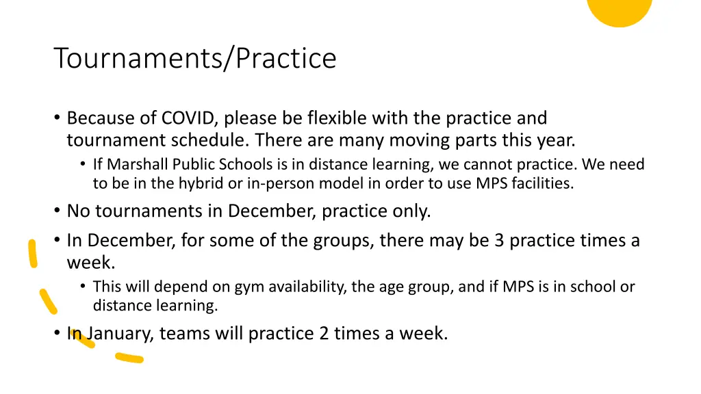 tournaments practice