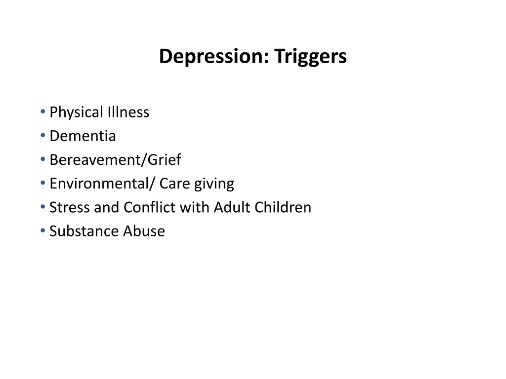 depression triggers