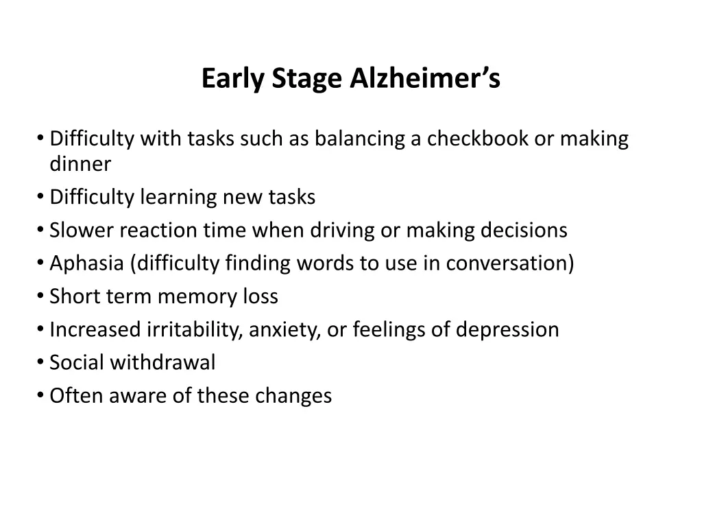 early stage alzheimer s