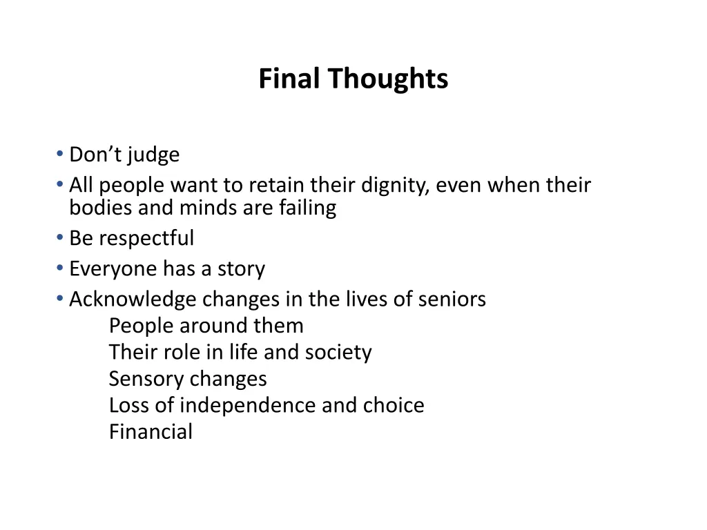 final thoughts