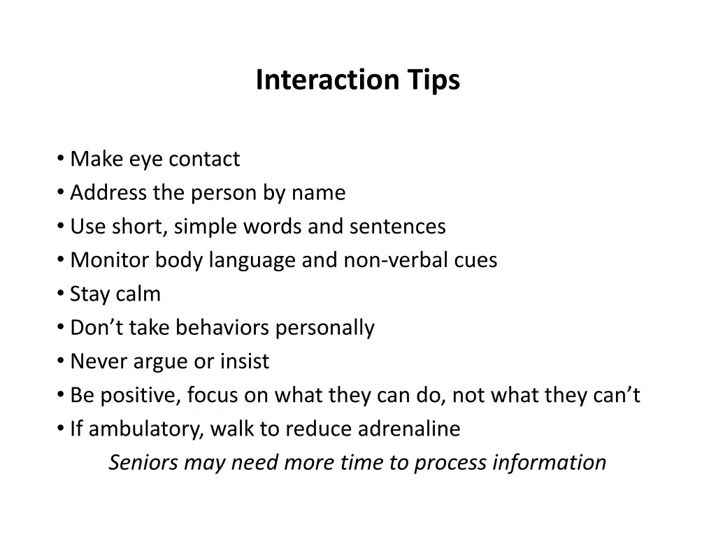 interaction tips