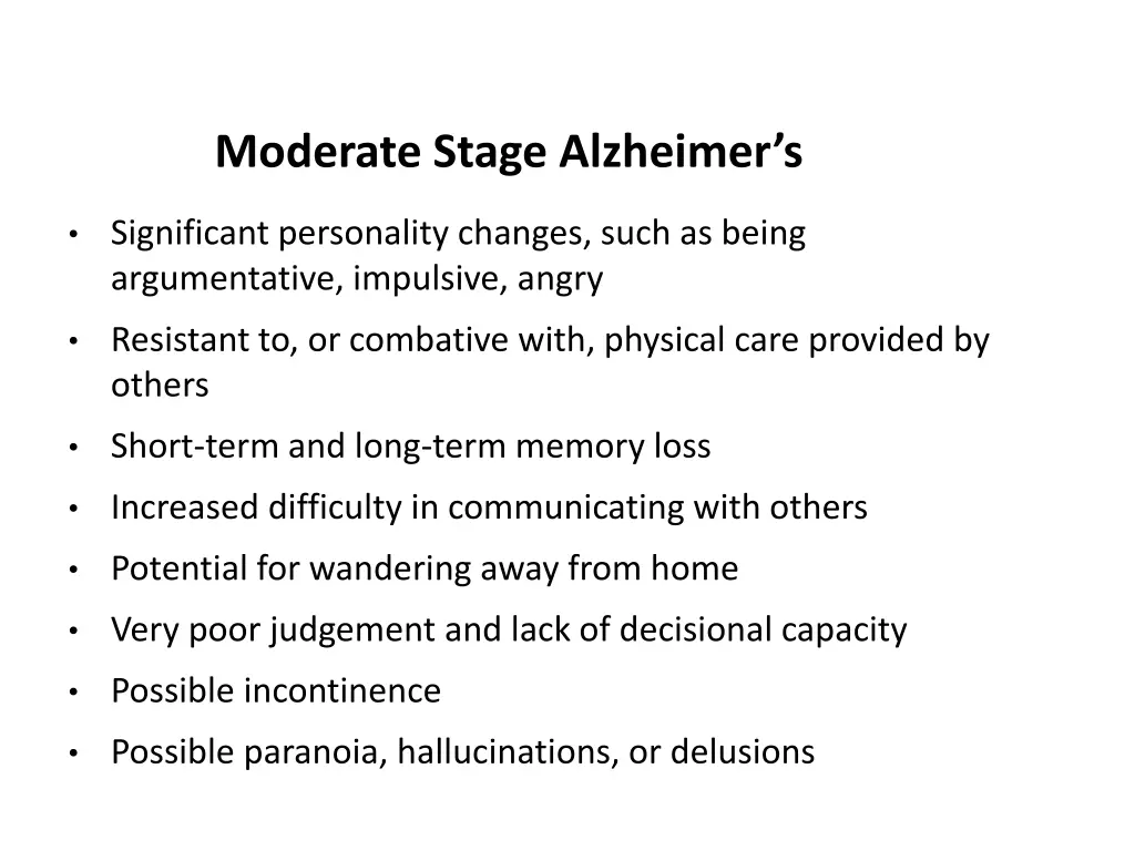 moderate stage alzheimer s