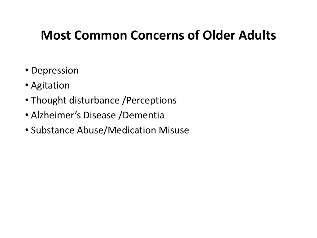 most common concerns of older adults