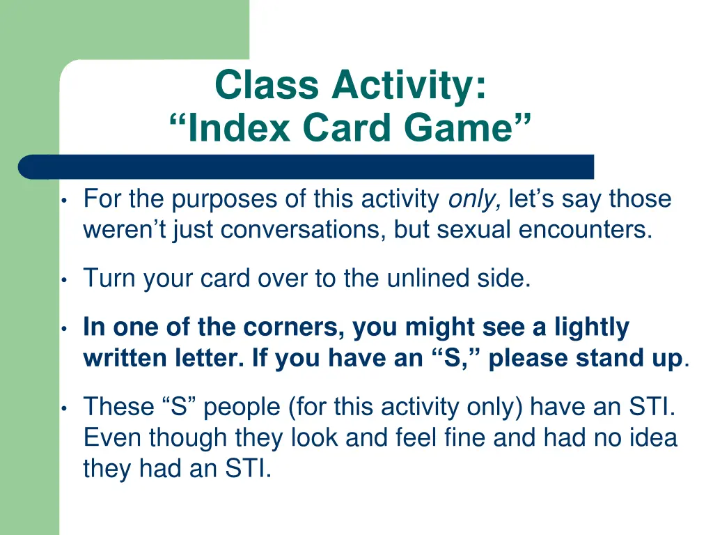 class activity index card game 2