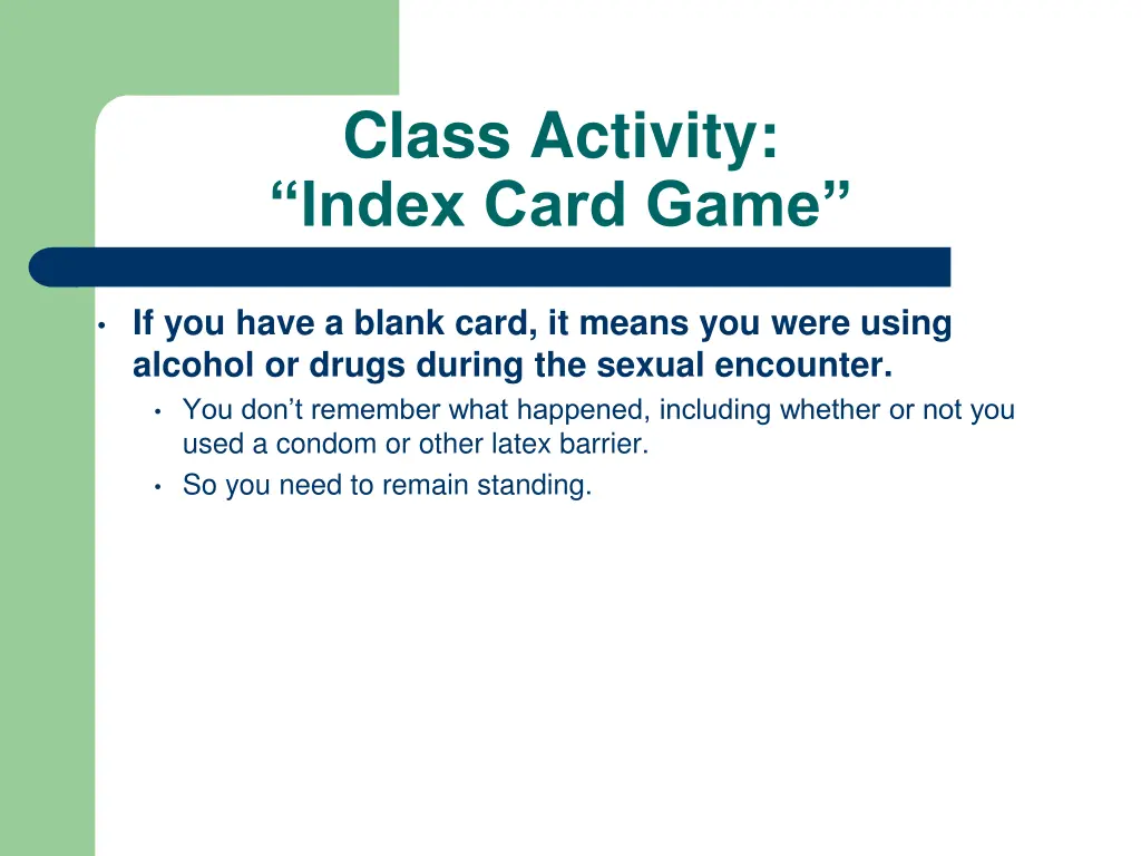 class activity index card game 5