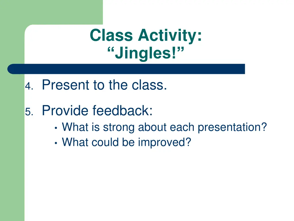 class activity jingles 1