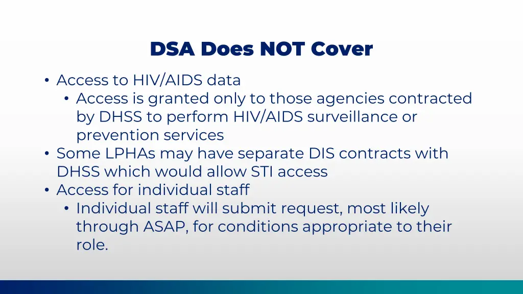 dsa does not cover