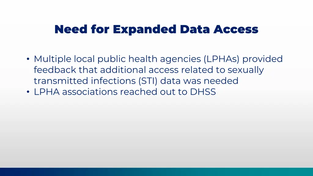 need for expanded data access