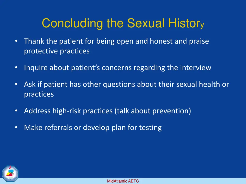 concluding the sexual histor y