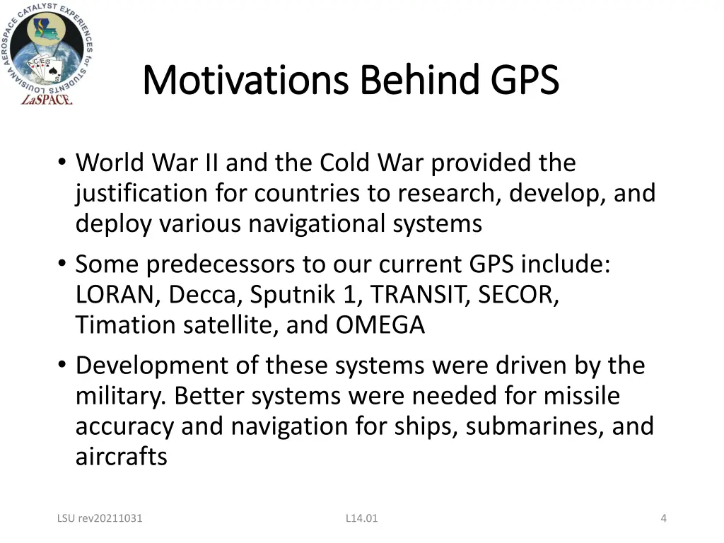 motivations behind gps motivations behind gps