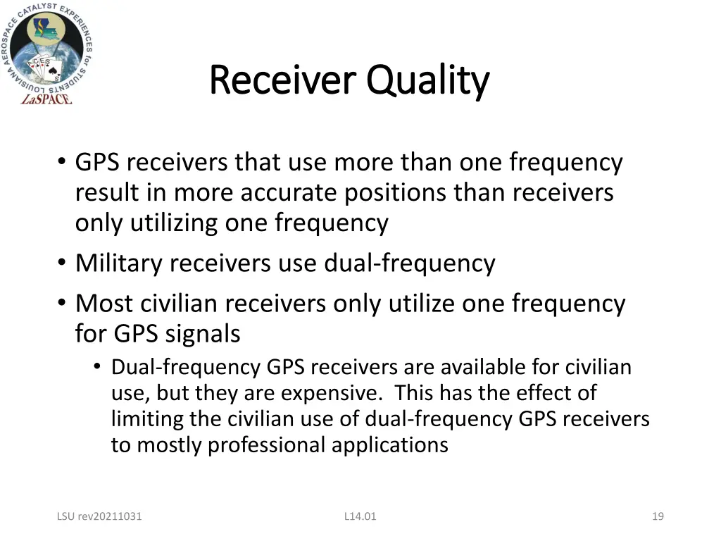 receiver quality receiver quality