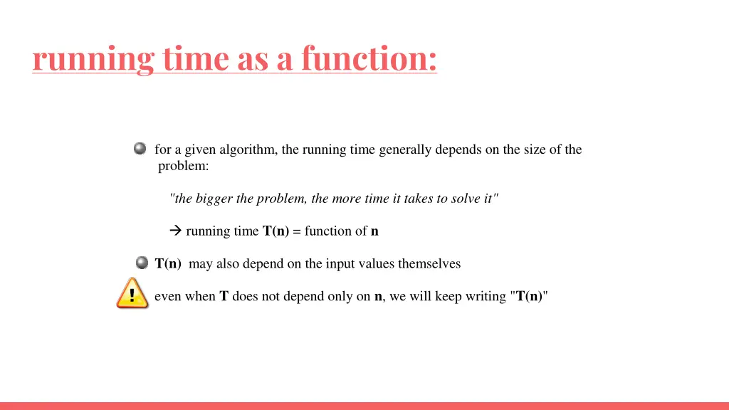 running time as a function