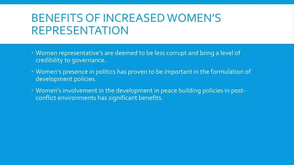 benefits of increased women s representation