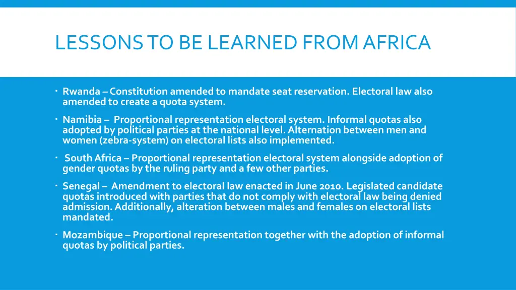 lessons to be learned from africa