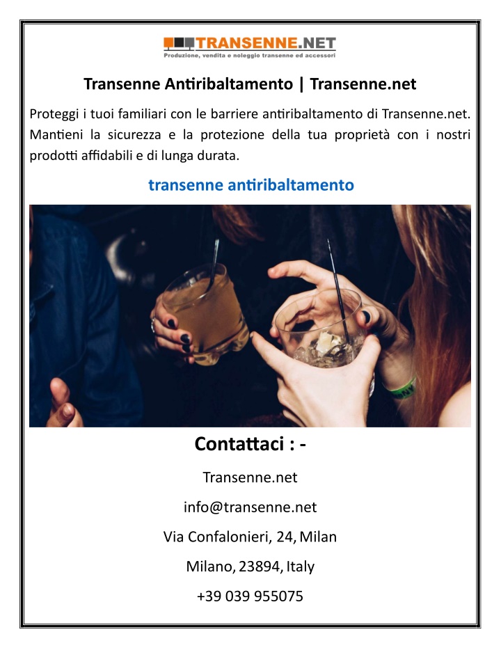 transenne antiribaltamento transenne net