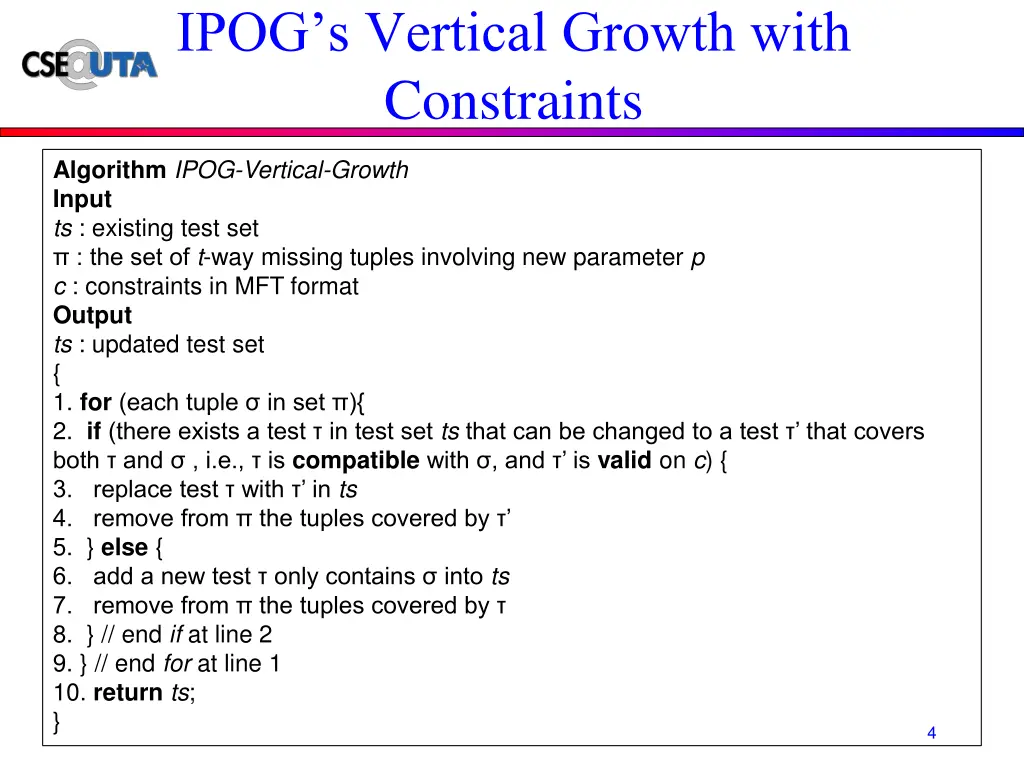 ipog s vertical growth with constraints