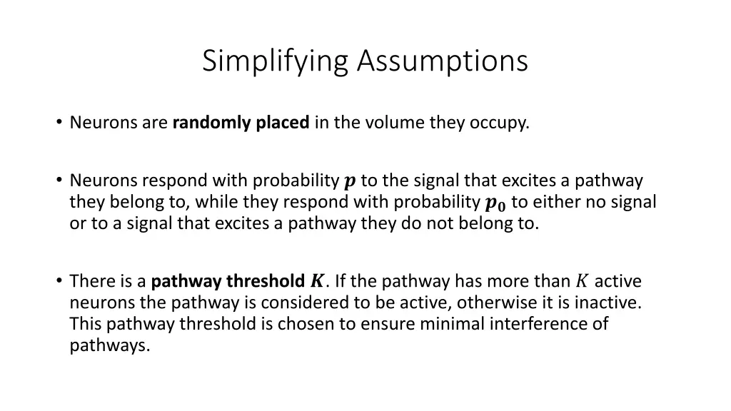 simplifying assumptions