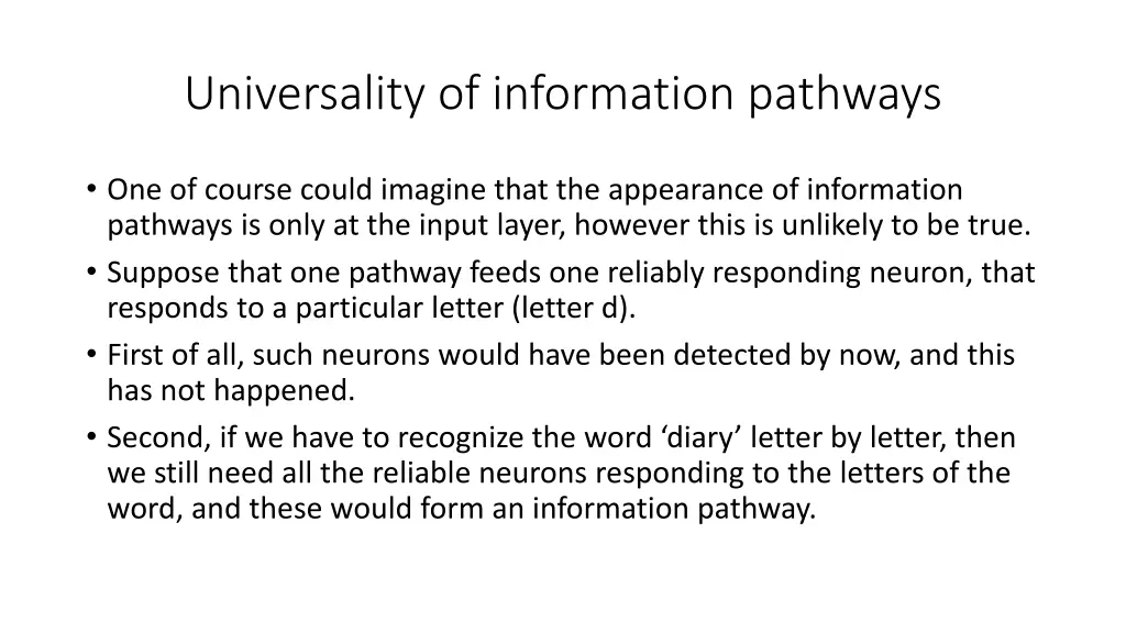 universality of information pathways