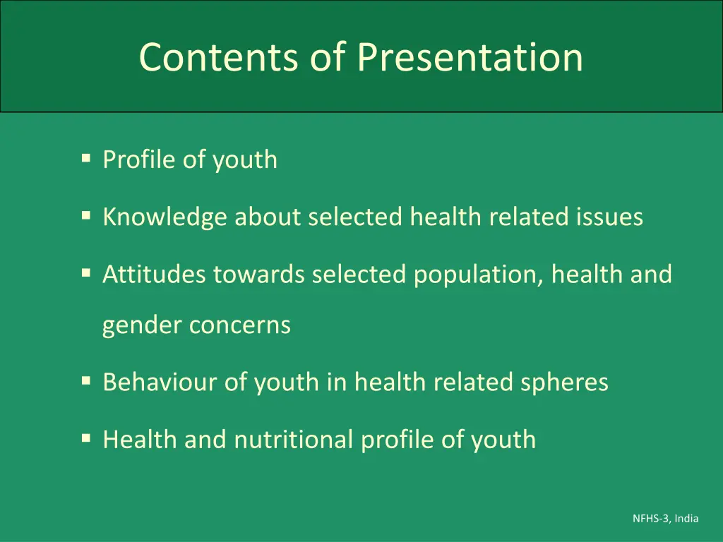 contents of presentation