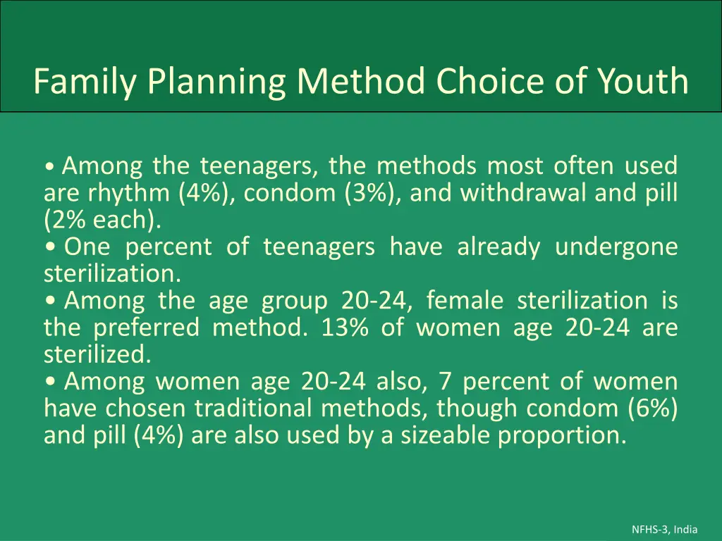 family planning method choice of youth