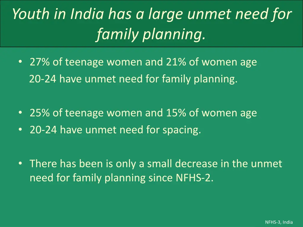 youth in india has a large unmet need for family