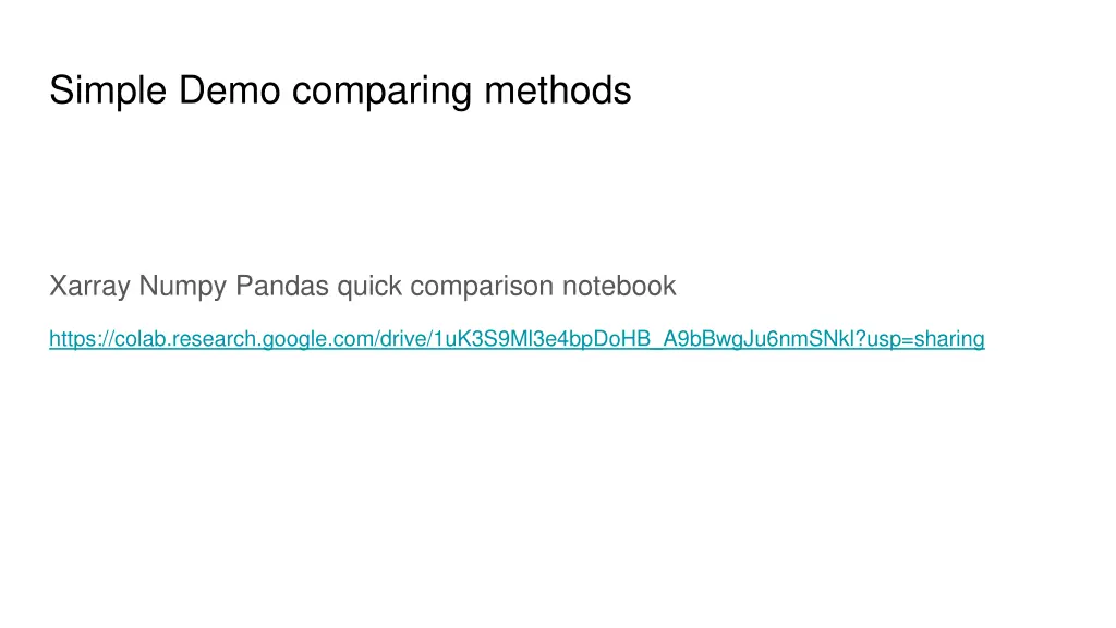 simple demo comparing methods