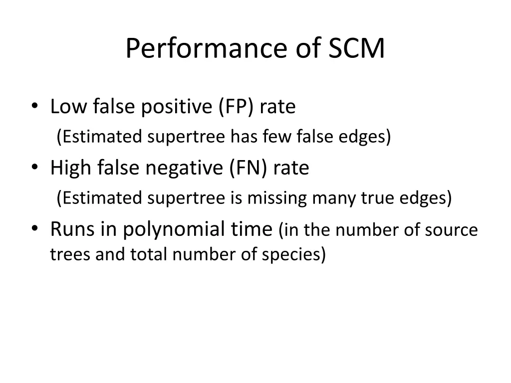 performance of scm