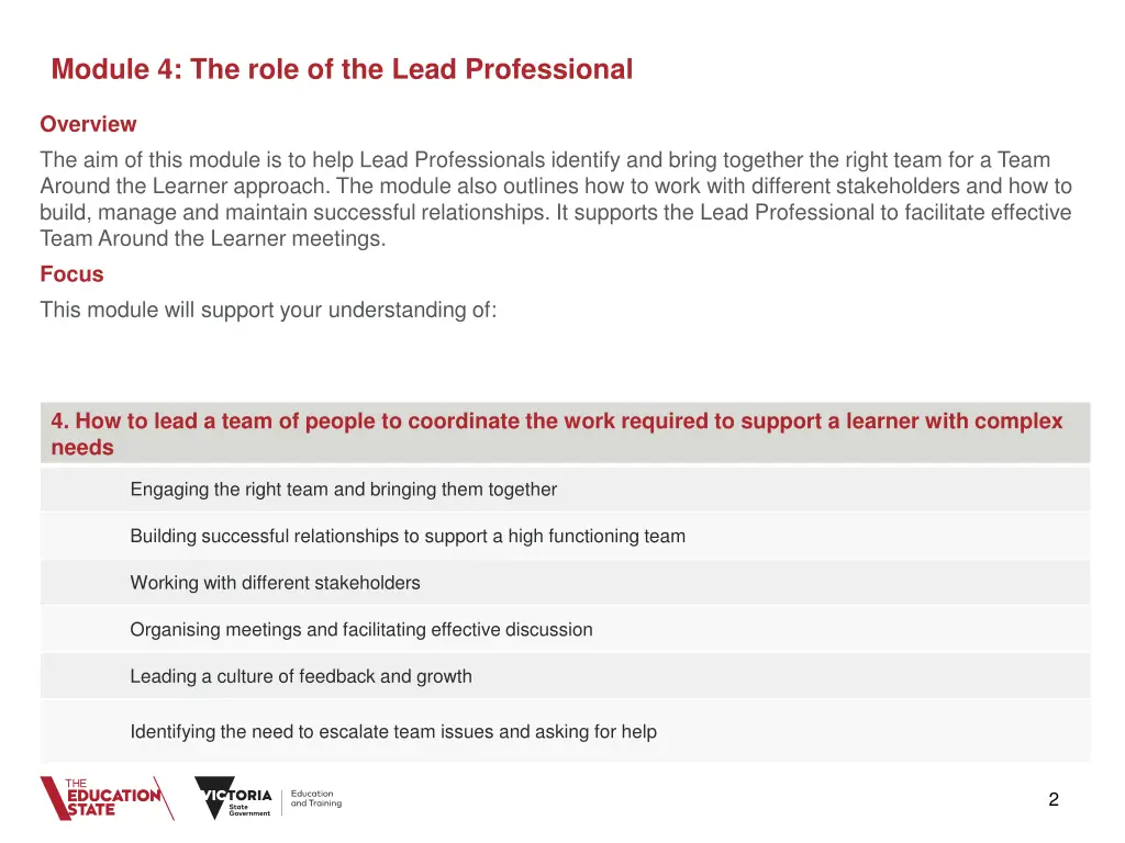 module 4 the role of the lead professional