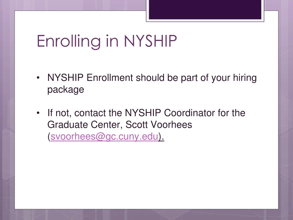 enrolling in nyship