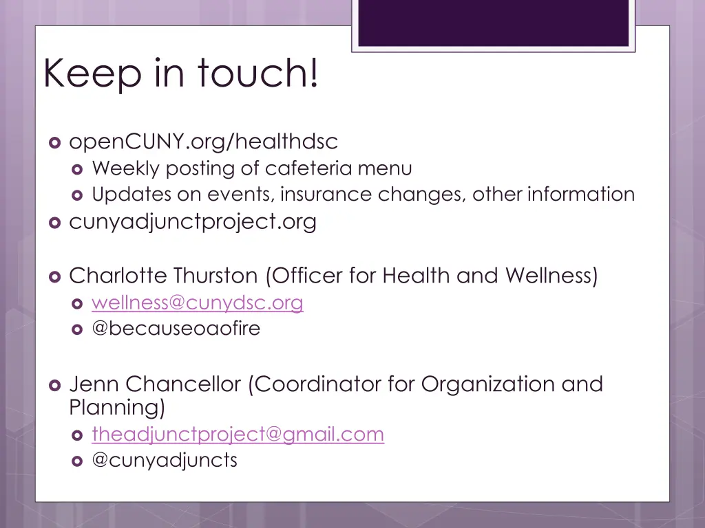 keep in touch
