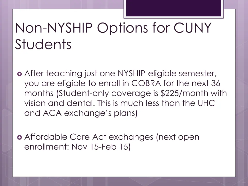 non nyship options for cuny students