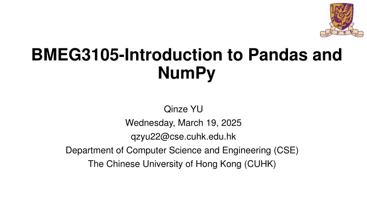 bmeg3105 introduction to pandas and numpy