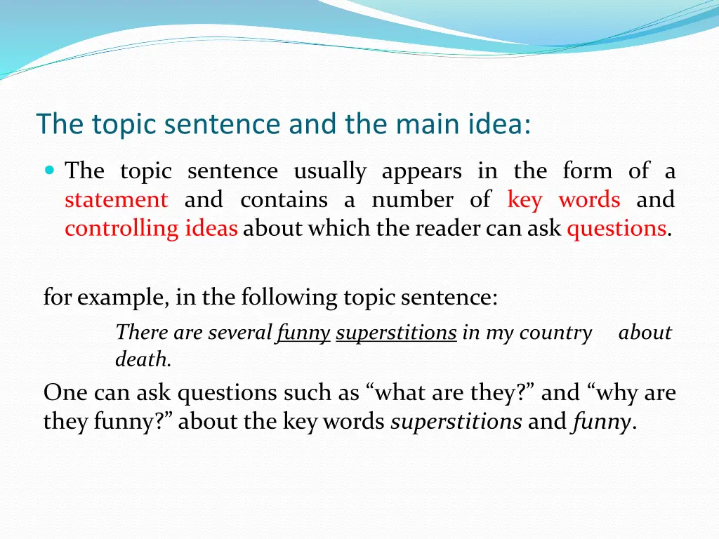 the topic sentence and the main idea 1