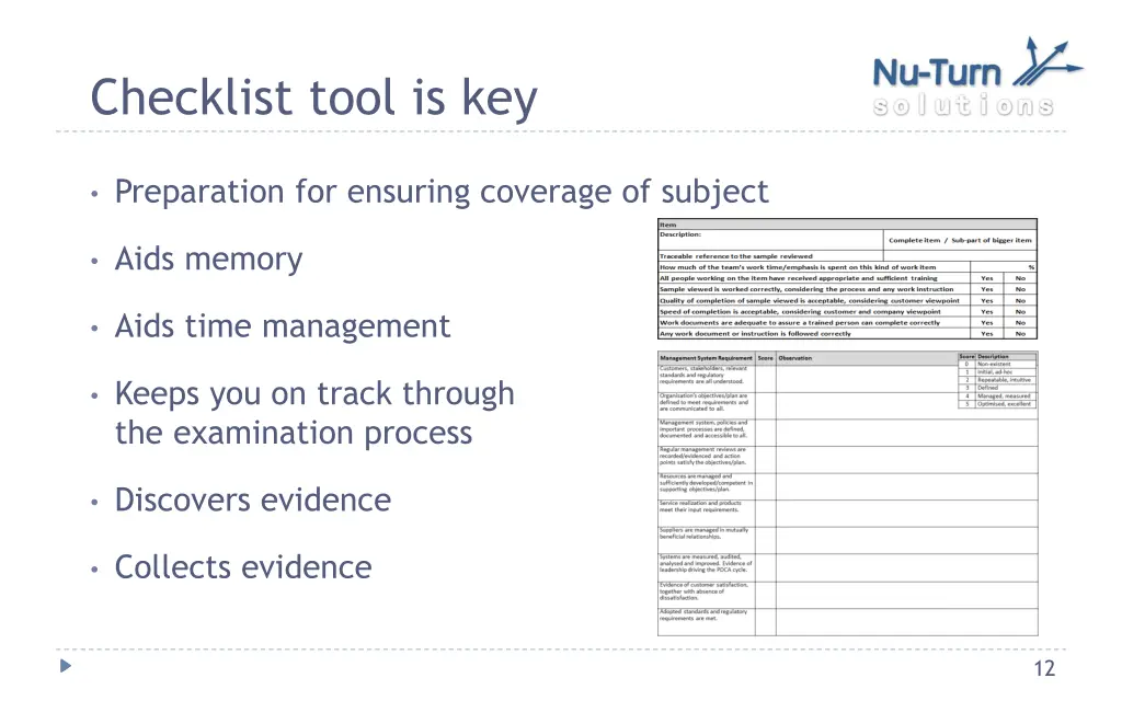 checklist tool is key