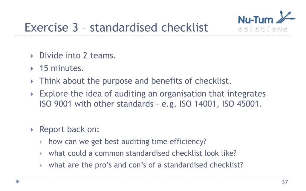 exercise 3 standardised checklist