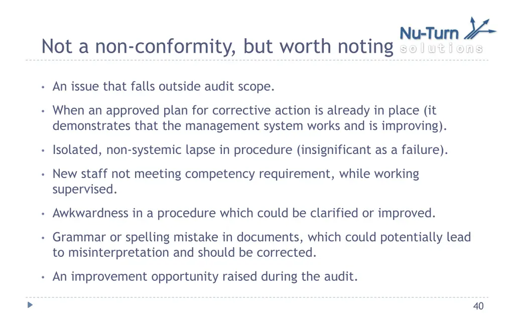 not a non conformity but worth noting