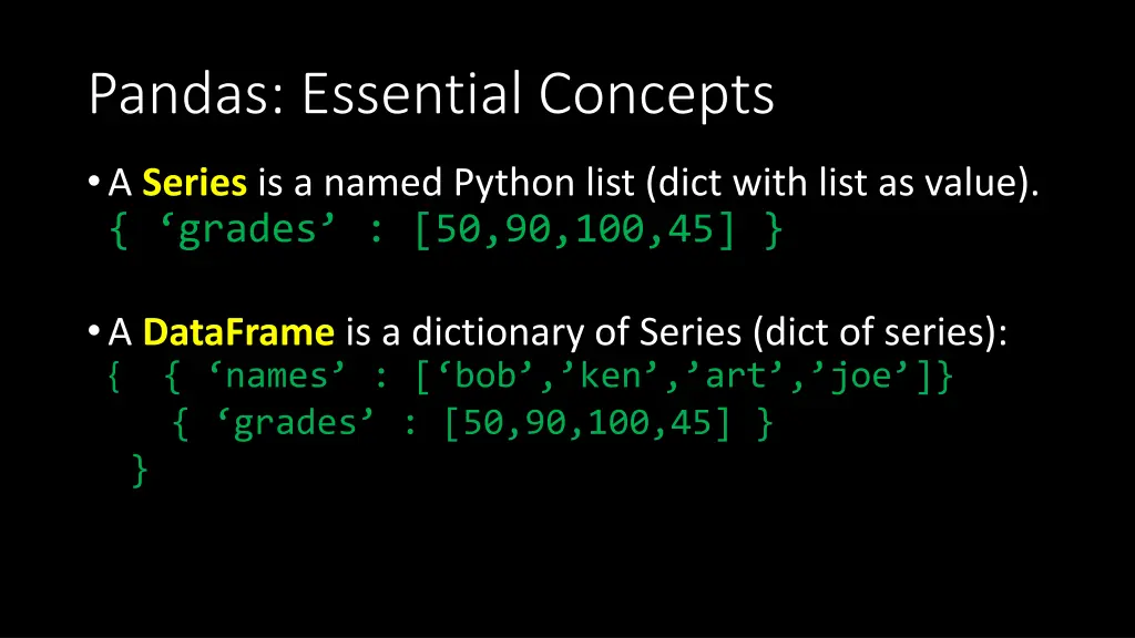 pandas essential concepts