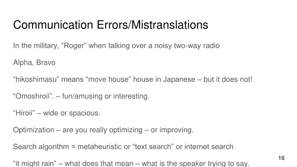 communication errors mistranslations