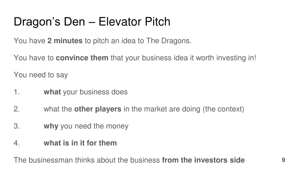 dragon s den elevator pitch