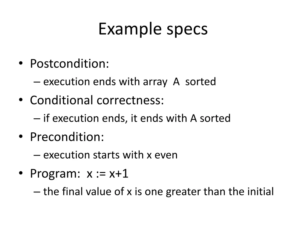 example specs